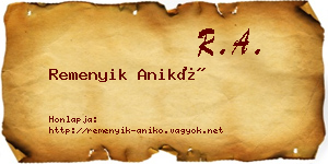 Remenyik Anikó névjegykártya